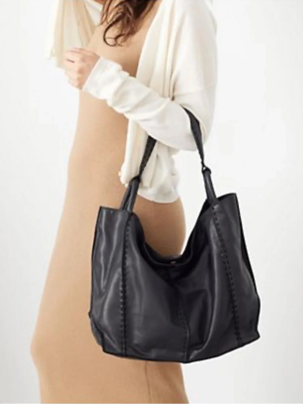 Los Feliz Large Leather Tote by The Sak in Black